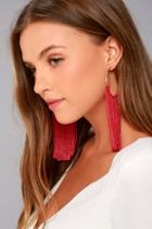 Lulus Wings Of The Wind Gold And Red Fringe Earrings