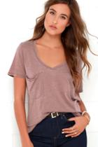 Z Supply | Pleasant Surprise Mauve Tee | Size Large | Purple | Lulus