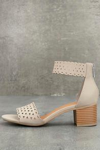 City Classified Airlea Bone Nubuck Cutout Ankle Strap Heels