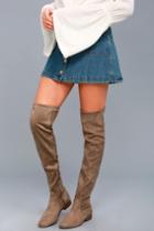 Report | Sanjay Taupe Suede Over The Knee High Heel Boots | Size 6 | Brown | Lulus