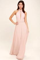 Lulus | First Comes Love Blush Pink Maxi Dress | Size X-small | 100% Polyester