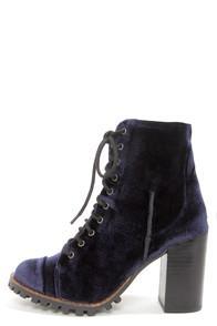 Report Signature Allon Navy Blue Velvet High Heel Booties