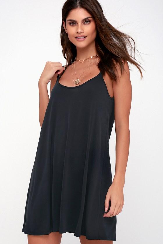 Crossing Paths Charcoal Grey Swing Dress | Lulus