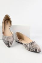Qupid Zooey Beige And Brown Snake D'orsay Flats | Lulus