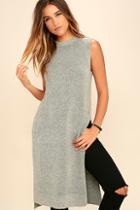 Everly Where Are You Now Heather Grey Sweater Top