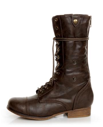 Bamboo Surprise 01 Brown Lace-up Convertible Combat Boots