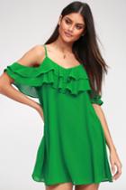 Impress The Best Green Off-the-shoulder Dress | Lulus