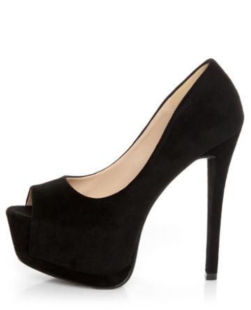 Speed Limit 98 Giant Black Peep Toe Platform Pumps