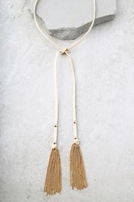 Lulus Sun-sational Ivory And Gold Wrap Necklace