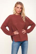 Alyssa Dark Mauve Knit Sweater | Lulus