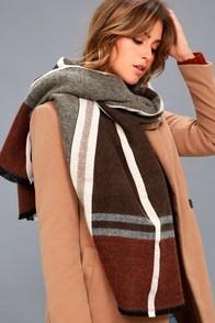 Lulus Prep School Brown And Red Plaid Scarf