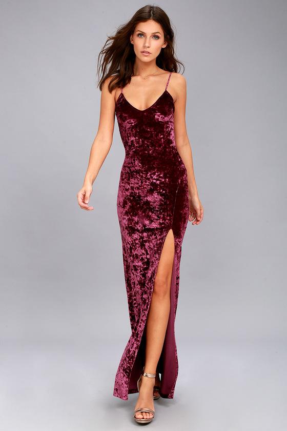 Supernatural Love Burgundy Crushed Velvet Maxi Dress | Lulus