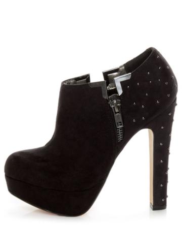 Luichiny I Want It Black Studded Platform Ankle Booties