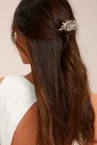 Lulus Peak Of Perfection Gold Rhinestone Hair Comb