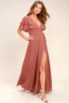 Wonderful Day Rusty Rose Wrap Maxi Dress | Lulus