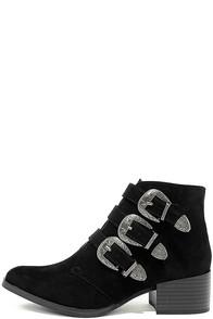 Qupid Belt Out Black Belted Suede Ankle Booties