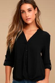 Lulus Rush Hour Black Button-up Top