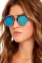 Lulu*s Sight Unseen Black And Blue Mirrored Sunglasses