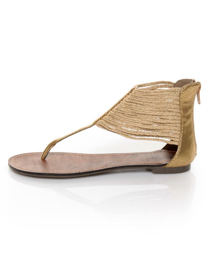 Gomax Berdine 46 Gold Braid Cuffed Thong Sandals