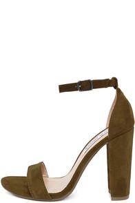 Steve Madden Carrson Olive Suede Leather Ankle Strap Heels