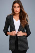 Maverick Charcoal Grey Striped Blazer | Lulus
