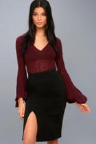 Lulus Perfectly Put Together Black Midi Pencil Skirt