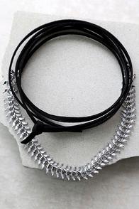 Lulus Sweet Situation Black And Silver Wrap Necklace
