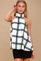 Do & Be On Gridlock Ivory And Grey Print Top | Lulus