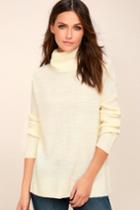 Lulus | Sweet Salutation Cream Turtleneck Sweater | Size Large | White