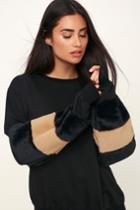 Gilli Fur-ever Yours Black Faux Fur Sweatshirt | Lulus