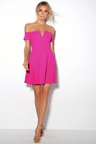 Play The Party Fuchsia Off-the-shoulder Skater Dress | Lulus