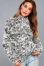 White Crow | Braxton Black And White Funnel Neck Knit Sweater | Size Large | Lulus
