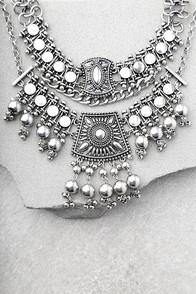 Lulus Dreams In Bali Silver Choker Necklace Set
