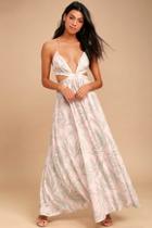 Lulus Float On Blush Pink Print Maxi Dress