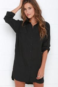 Honey Punch City Strut Black Shirt Dress