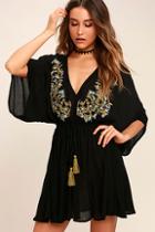 Lulus Belize In Magic Black Embroidered Dress