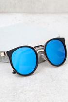 Lulus Out Of This World Black And Blue Mirrored Sunglasses