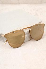 Lulus Love Me Better Gold And Yellow Mirrored Sunglasses