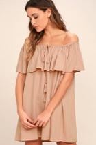 Lulus Melodic Blush Off-the-shoulder Shift Dress