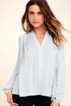 Lulus | Centered Light Blue Button-up Top | Size Small
