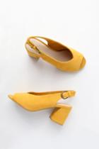 Seychelles Playwright Mustard Yellow Suede Leather Slingback Heels | Lulus
