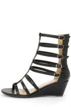 City Classified Snow Black Caged Gladiator Sandals