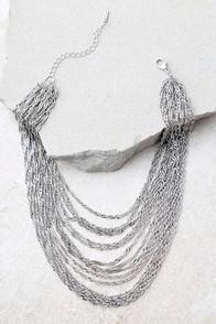 Lulus Party Hopping Silver Layered Choker Necklace