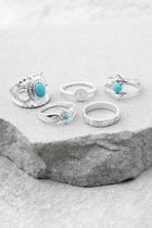 Lulus Sea Of Love Blue And Silver Ring Set