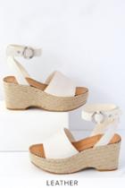 Dolce Vita Lesly Off White Leather Espadrille Wedges | Lulus