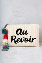 Melie Bianco St. Tropez Au Revoir Beige Woven Clutch