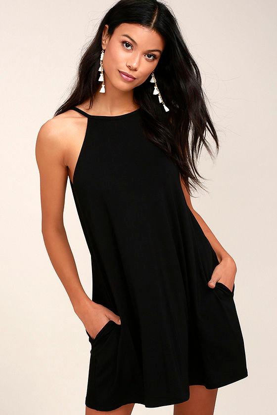 Rvca | Pipe Dream Black Swing Dress | Size Large | Lulus