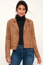 Jack By Bb Dakota Get Lucky Tan Suede Moto Jacket | Lulus