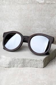 Woodzee Gigi Silver Mirrored Ebony Wood Sunglasses