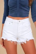 Agolde Parker Vintage White Distressed Denim Cutoff Shorts | Lulus